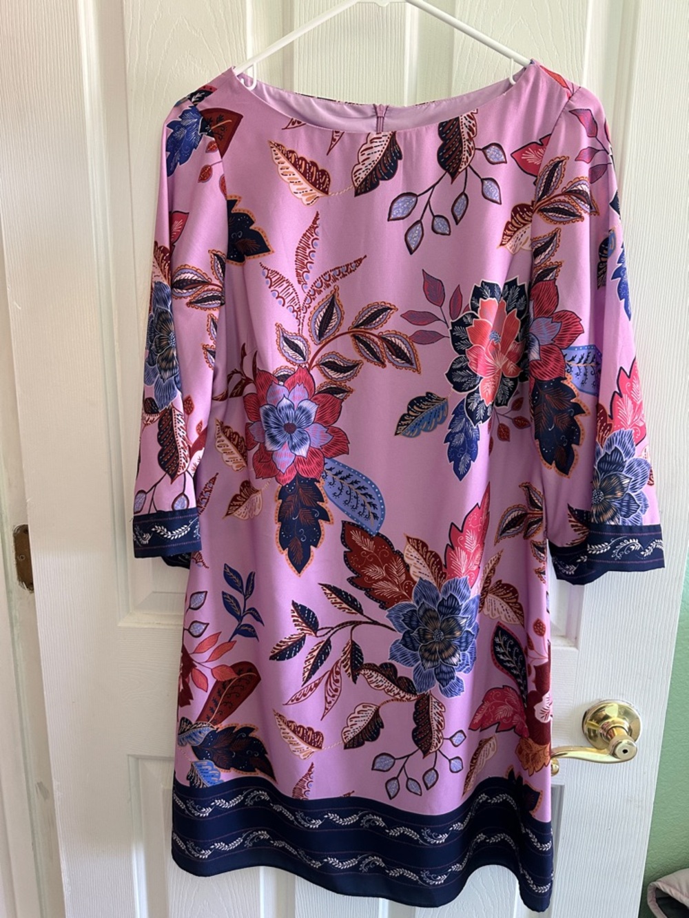 Vince Camuto Pink Floral Long-Sleeve Shift Dress